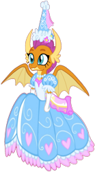 Size: 821x1472 | Tagged: safe, alternate version, artist:darlycatmake, edit, imported from derpibooru, smolder, dragon, beautiful, clothes, cute, dragoness, dress, female, froufrou glittery lacy outfit, gloves, happy, hat, hennin, jewelry, long gloves, necklace, pretty, princess, princess smolder, simple background, smiling, smolder also dresses in style, smolderbetes, solo, transparent background
