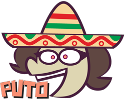 Size: 2812x2240 | Tagged: safe, artist:threetwotwo32232, imported from derpibooru, oc, oc only, oc:hymyt, female, hat, mare, simple background, solo, sombrero, spanish, swearing, transparent background, vulgar