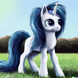 Size: 1024x1024 | Tagged: safe, imported from derpibooru, oc, oc:mysza, pony, unicorn, ai content, ai generated, blue eyes, blue mane, female, generator:dall-e 2, solo