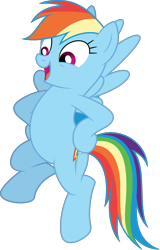 Size: 3000x4695 | Tagged: safe, artist:dashiesparkle, imported from derpibooru, rainbow dash, pegasus, pony, the mysterious mare do well, .svg available, female, flying, high res, hooves on hips, mare, open mouth, open smile, simple background, smiling, solo, spread wings, transparent background, vector, wings