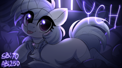 Size: 3450x1950 | Tagged: safe, artist:kannakiller, imported from derpibooru, pony, auction, auction open, bed, chest fluff, clothes, collar, commission, cute, digital art, language, looking at you, neon, pillow, sketch, solo, stockings, thigh highs, ych sketch, your character here