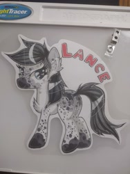 Size: 3000x4000 | Tagged: safe, artist:annuthecatgirl, imported from derpibooru, oc, oc only, oc:lance, pony, appaloosa, butt, chest fluff, coat markings, ear fluff, plot, solo, traditional art