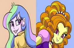 Size: 757x493 | Tagged: safe, artist:art-2u, edit, imported from derpibooru, adagio dazzle, princess celestia, human, equestria girls, cropped, principal celestia, wrong aspect ratio