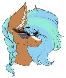 Size: 1720x2022 | Tagged: safe, artist:beamybutt, imported from derpibooru, oc, earth pony, pony, braid, ear fluff, earth pony oc, eyelashes, eyes closed, female, mare, simple background, smiling, solo, transparent background