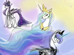 Size: 1280x960 | Tagged: safe, artist:juliafluffy, imported from derpibooru, princess celestia, princess luna, twilight sparkle, alicorn, pony, the last problem, female, older, older twilight, princess twilight 2.0, trio, twilight sparkle (alicorn)