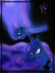 Size: 960x1280 | Tagged: safe, artist:juliafluffy, imported from derpibooru, nightmare moon, princess luna, alicorn, pony, duality, duo, female