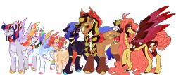 Size: 8704x3732 | Tagged: safe, artist:mintyo0s, imported from derpibooru, applejack, fluttershy, pinkie pie, rainbow dash, rarity, twilight sparkle, alicorn, earth pony, pegasus, pony, unicorn, female, flower, flower in hair, hat, looking back, mane six, mare, redesign, simple background, transparent background, twilight sparkle (alicorn)