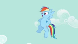 Size: 1920x1080 | Tagged: safe, imported from derpibooru, screencap, rainbow dash, pegasus, pony, season 2, the mysterious mare do well, 1080p, cloud, female, flying, hooves on hips, mare, sky, solo