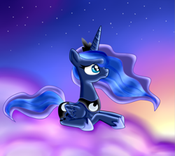 Size: 1351x1201 | Tagged: safe, artist:lelka-philka, imported from derpibooru, princess luna, alicorn, pony, female, lying down, prone, solo