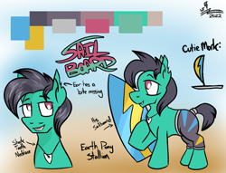 Size: 1307x999 | Tagged: safe, artist:whirlwindflux, imported from derpibooru, oc, oc:sail board, earth pony, pony, male, reference sheet, solo, stallion