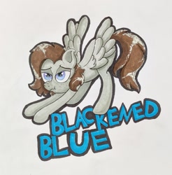 Size: 1385x1405 | Tagged: safe, artist:engi, imported from derpibooru, oc, oc only, oc:blackened blue, pegasus, pony, iwtcird, male, meme, pegasus oc, solo, spread wings, traditional art, wings