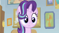 Size: 800x450 | Tagged: safe, imported from derpibooru, screencap, starlight glimmer, pony, unicorn, marks for effort, season 8, :i, animated, chocolate, cup, drink, drinking, empathy cocoa, faic, female, floppy ears, food, gif, hot chocolate, i mean i see, levitation, magic, mare, marshmallow, meme origin, open mouth, open smile, pinpoint eyes, school of friendship, smiling, solo, starlight's office, telekinesis, ಠ ಠ