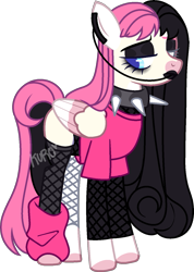 Size: 1011x1418 | Tagged: safe, artist:kurosawakuro, imported from derpibooru, oc, pegasus, pony, base used, choker, magical lesbian spawn, offspring, parent:fluttershy, parent:inky rose, simple background, solo, spiked choker, transparent background