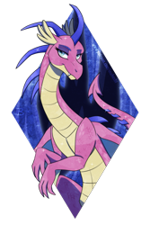 Size: 1181x1772 | Tagged: safe, artist:inuhoshi-to-darkpen, imported from derpibooru, oc, oc only, dragon, crystal dragon, dragoness, female, simple background, solo, spike's mother, transparent background