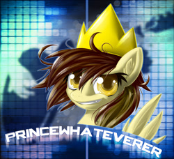 Size: 900x822 | Tagged: safe, artist:knifeh, imported from derpibooru, oc, oc only, oc:prince whateverer, pegasus, pony, bust, crown, jewelry, portrait, regalia, solo