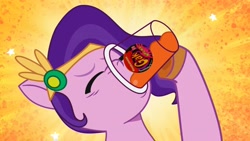 Size: 3410x1920 | Tagged: safe, edit, edited screencap, imported from derpibooru, screencap, pipp petals, pegasus, pony, spoiler:g5, spoiler:my little pony: tell your tale, spoiler:tyts01e22, cup, drinking, eyebrows, eyes closed, female, g5, gak, headband, high res, jewelry, mare, my little pony: tell your tale, regalia, solo, zipp's yes day