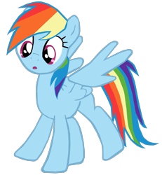 Size: 1270x1377 | Tagged: safe, artist:benpictures1, imported from derpibooru, rainbow dash, pegasus, pony, party pooped, :o, cute, dashabetes, female, inkscape, looking down, mare, open mouth, partially open wings, simple background, solo, transparent background, vector, wings