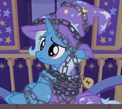 Size: 1233x1107 | Tagged: safe, imported from derpibooru, screencap, trixie, uncommon bond, chains, cropped, solo, trixie's wagon, wagon