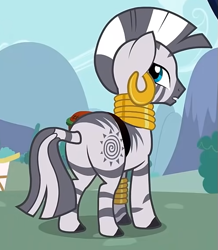 Size: 497x571 | Tagged: safe, imported from derpibooru, screencap, zecora, zebra, the cutie pox, butt, cropped, plot, solo, zecorass