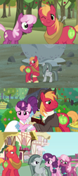 Size: 1280x2880 | Tagged: safe, edit, imported from derpibooru, screencap, big macintosh, cheerilee, marble pie, sugar belle, earth pony, unicorn, hearthbreakers, hearts and hooves day (episode), the big mac question, awkward, embarrassed, female, friends, friendship, husband and wife, male, mare, shipping, stallion, straight, sugarmac, then and now, this will end in laughs, uh oh, youtube link in the description