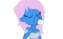 Size: 1098x691 | Tagged: safe, artist:ry-bluepony1, artist:yaya54320bases, imported from derpibooru, oc, oc only, oc:radiant rail, human, equestria girls, base used, clothes, drinking, eyelashes, glass, hair, milk, pink hair, show accurate, simple background, solo, transparent background, tube top