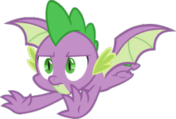 Size: 629x426 | Tagged: safe, artist:pascalmulokozi2, edit, edited screencap, imported from derpibooru, screencap, spike, dragon, molt down, background removed, determined, flying, male, simple background, solo, transparent background, winged spike, wings