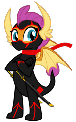 Size: 2000x3200 | Tagged: safe, artist:ponygamer2020, imported from derpibooru, smolder, dragon, school daze, claws, clothes, crossed arms, crossover, cute, dragon wings, dragoness, fangs, female, horn, katana, looking at you, ninja, randy cunningham: 9th grade ninja, scarf, simple background, solo, suit, sword, tail, teenaged dragon, teenager, transparent background, vector, weapon, wings