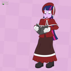 Size: 800x800 | Tagged: safe, artist:domedvortex, imported from derpibooru, twilight sparkle, alicorn, human, equestria girls, animated, caroling, clone, clothes, dress, humanized, long dress, long skirt, skirt, twilight sparkle (alicorn)