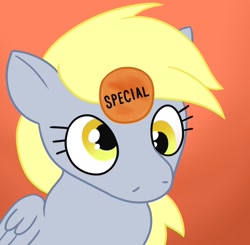 Size: 960x942 | Tagged: safe, artist:jargon scott, imported from derpibooru, derpy hooves, pegasus, pony, bust, button, cute, derpabetes, drawthread, female, gradient background, mare, retarded, solo