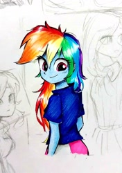 Size: 2136x3030 | Tagged: safe, artist:liaaqila, imported from derpibooru, rainbow dash, human, equestria girls, clothes, female, high res, traditional art