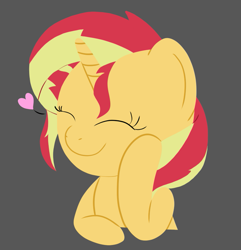 Size: 817x846 | Tagged: safe, artist:realgero, imported from derpibooru, sunset shimmer, pony, unicorn, equestria girls, cute, dark background, heart, shimmerbetes, simple background, smiling