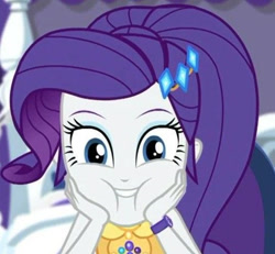 Size: 538x497 | Tagged: safe, edit, edited screencap, imported from derpibooru, screencap, rarity, human, equestria girls, equestria girls series, festival looks, spoiler:eqg series (season 2), cheek squish, cropped, cute, female, looking at you, raribetes, rarity is a marshmallow, squishy cheeks