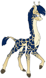 Size: 1624x2748 | Tagged: safe, artist:lionmushrooms, imported from derpibooru, oc, oc only, oc:procerus, giraffe, blue eyes, chest fluff, cloven hooves, ear tufts, long neck, looking at you, mohawk, simple background, solo, spots, transparent background