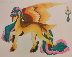 Size: 1920x1520 | Tagged: safe, artist:eothnoguy-art, imported from derpibooru, oc, oc only, oc:isayah seed, pegasus, pony, solo, tail, tail feathers, traditional art