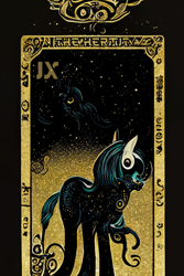 Size: 1024x1536 | Tagged: safe, artist:gnosys, imported from derpibooru, part of a set, cyborg, pony, fanfic:revanchism, abstract, ai content, ai generated, fanfic art, generator:midjourney, major arcana, prosthetic ears, the hermit
