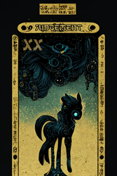 Size: 1024x1536 | Tagged: safe, artist:gnosys, imported from derpibooru, part of a set, cyclops, pony, fanfic:revanchism, abstract, ai content, ai generated, fanfic art, generator:midjourney, judgement, machine learning abomination, major arcana