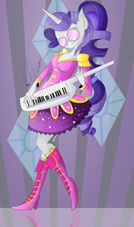 Size: 2000x3400 | Tagged: safe, artist:umimizunone, imported from derpibooru, rarity, anthro, human, clothes, female, humanized, keytar, musical instrument, solo