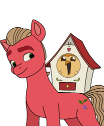 Size: 611x734 | Tagged: safe, artist:sproutscoutotp, imported from derpibooru, sprout cloverleaf, bird, demon, earth pony, owl, pony, blonde hair, bug demon, crossover, g5, green eyes, hooty, house demon, male, my little pony: a new generation, red coat, simple background, stallion, the owl house, white background