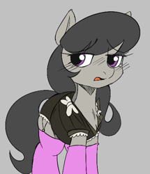 Size: 475x553 | Tagged: safe, artist:mushy, octavia melody, earth pony, pony, aggie.io, clothes, dress, female, mare, open mouth, simple background, socks