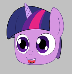 Size: 250x256 | Tagged: safe, twilight sparkle, pony, unicorn, aggie.io, open mouth, simple background, smiling