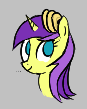 Size: 87x109 | Tagged: safe, artist:truthormare, banana fluff, pony, unicorn, aggie.io, banana, female, food, lowres, mare, simple background, smiling