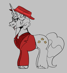 Size: 449x491 | Tagged: safe, fancypants, pony, unicorn, aggie.io, clothes, hat, looking back, male, monocle, simple background, smiling, stallion