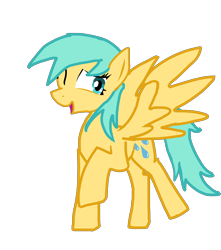 Size: 5980x6777 | Tagged: safe, artist:anonymous, sunshower raindrops, pegasus, pony, female, mare, one eye closed, open mouth, raised hoof, simple background, smiling, spread wings, transparent background, wings
