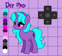 Size: 2475x2256 | Tagged: safe, artist:tomi_ouo, imported from derpibooru, oc, oc only, oc:dee pad, pony, unicorn, cutie mark, female, reference sheet, solo