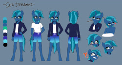 Size: 4393x2349 | Tagged: safe, artist:tomi_ouo, imported from derpibooru, oc, oc only, oc:sea dreamer, anthro, unguligrade anthro, unicorn, male, reference sheet, solo