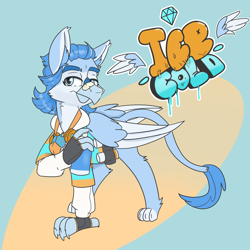 Size: 5000x5000 | Tagged: safe, artist:xasslash, imported from derpibooru, oc, oc:flynn the icecold, griffon, brow piercing, graffiti, male, piercing, respirator, simple background, solo, spray can