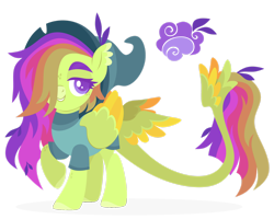 Size: 1920x1536 | Tagged: safe, artist:kabuvee, imported from derpibooru, oc, pegasus, pony, cutie mark, female, hat, leonine tail, lineless, mare, simple background, solo, tail, tail wings, transparent background, witch hat