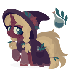 Size: 1920x1827 | Tagged: safe, artist:kabuvee, imported from derpibooru, oc, pony, unicorn, cutie mark, female, hat, mare, potion, simple background, solo, transparent background, unshorn fetlocks, witch hat