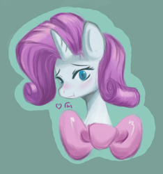 Size: 1012x1083 | Tagged: safe, artist:melonlicious, imported from derpibooru, rarity, pony, unicorn, blushing, bow, simple background, solo