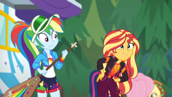 Size: 1920x1080 | Tagged: safe, imported from derpibooru, screencap, applejack, fluttershy, rainbow dash, sunset shimmer, twilight sparkle, human, equestria girls, equestria girls series, sunset's backstage pass!, spoiler:eqg series (season 2), clothes, pain